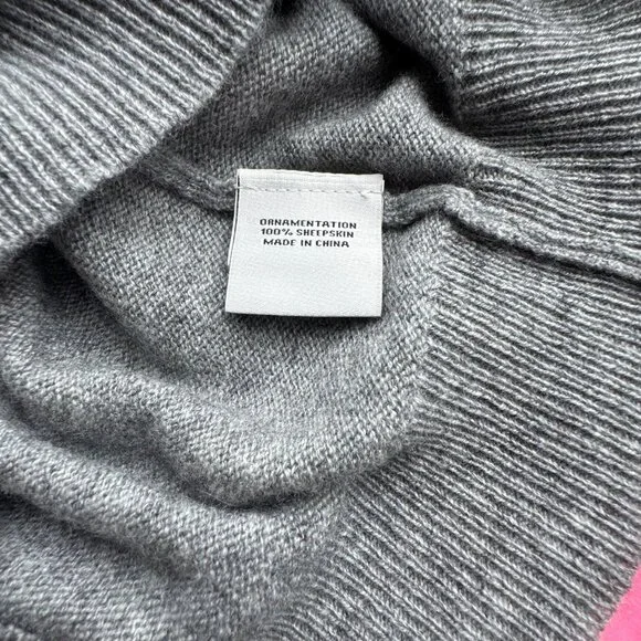 AUTUMN CASHMERE KIDS Rock N Roll Sweater Unisex 8 Leather Gray Merino Wool NWOT - Picture 8 of 8